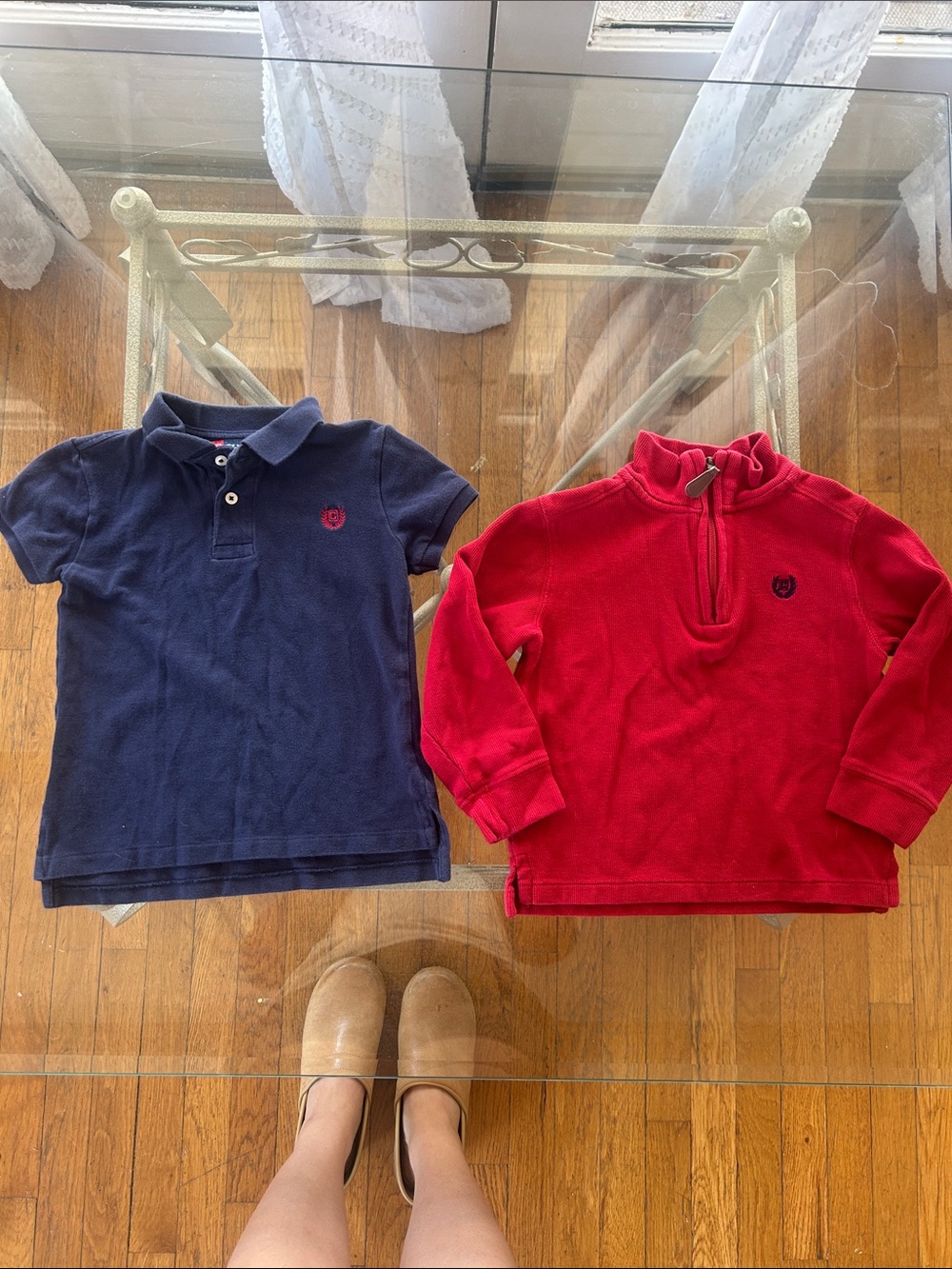 Kids chaps Navy Polo & Red Quarter-Zip Pullover Set size 4 T